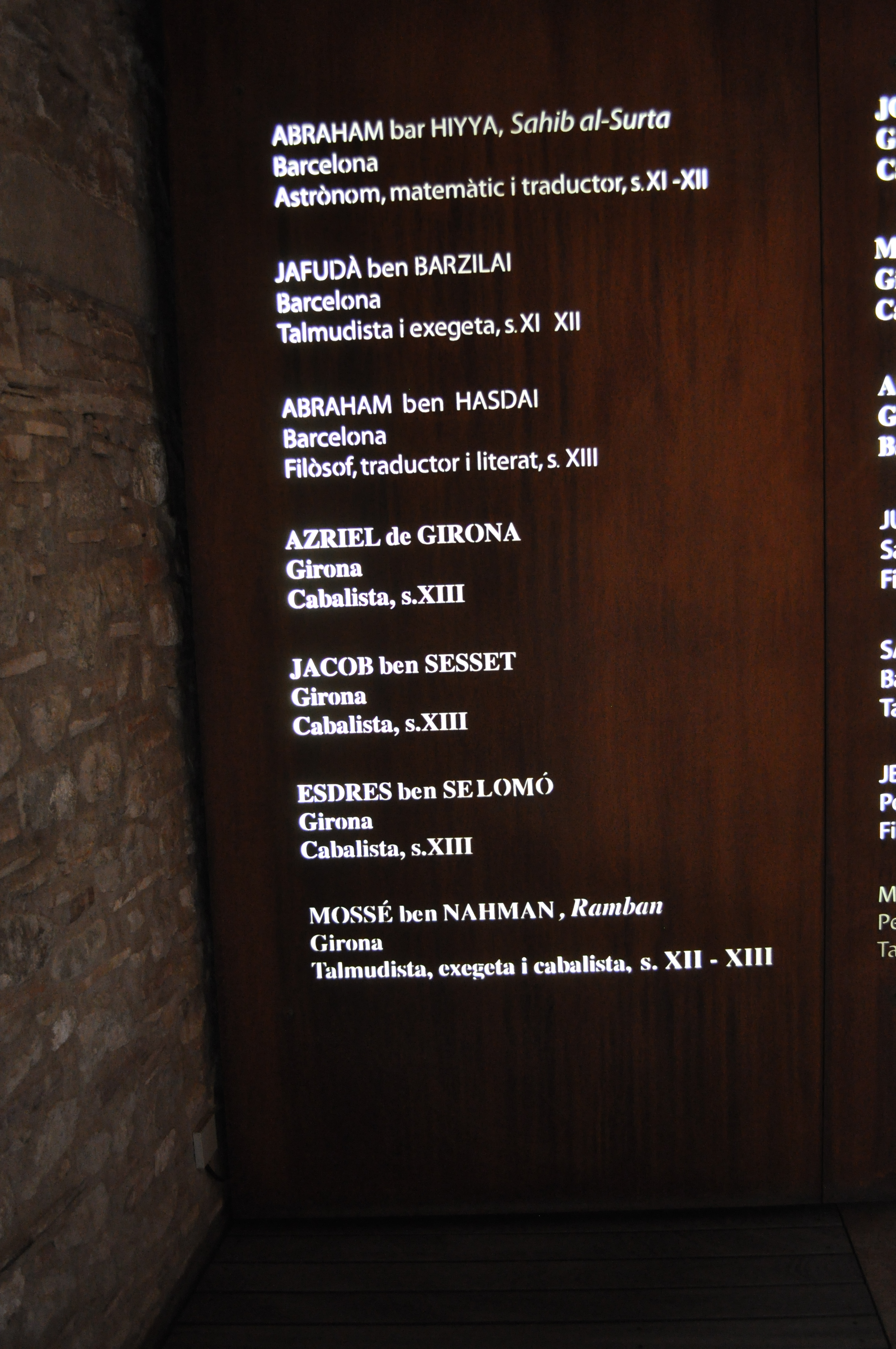 Lista de algunos de los ilustres judíos de Girona.