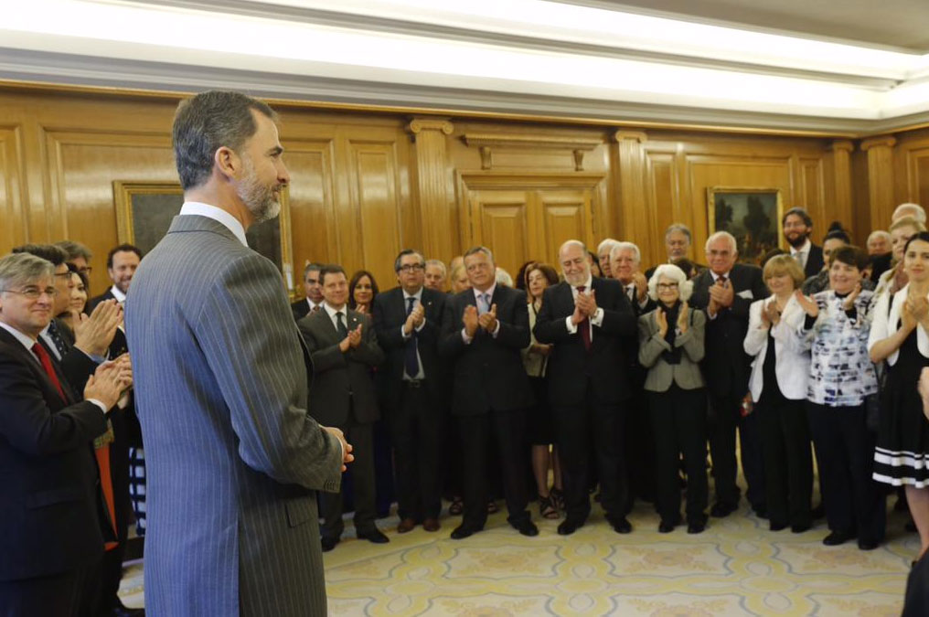 El Rey Felipe VI recibiendo a miembros de comunidades judías alrededor del mundo en el Palacio de la Zarzuela, 2015.