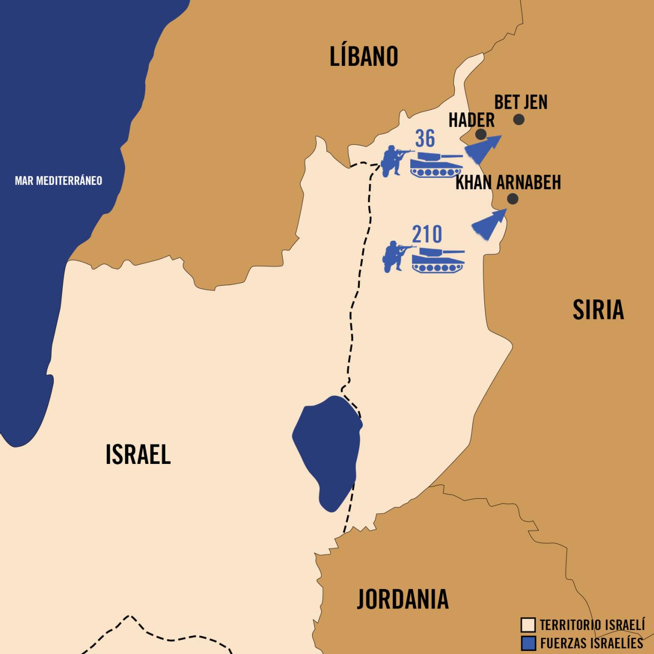 Mapa Yom Kipur - Fuerzas de Defensa de Israel