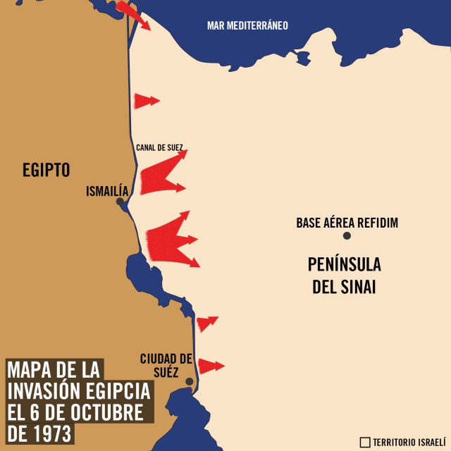 Mapa de la invasión egipcia - Fuerzas de Defensa de Israel
