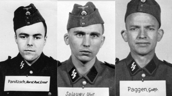 Horst Panitzsch, miembro e las juventudes nazis transferido en 1944 a las SS; Walter Salawey, condenado por crímenes de guerra en 1948; Gottfried Paggen, con 47 años era uno de los guardias más viejos de Auschwitz