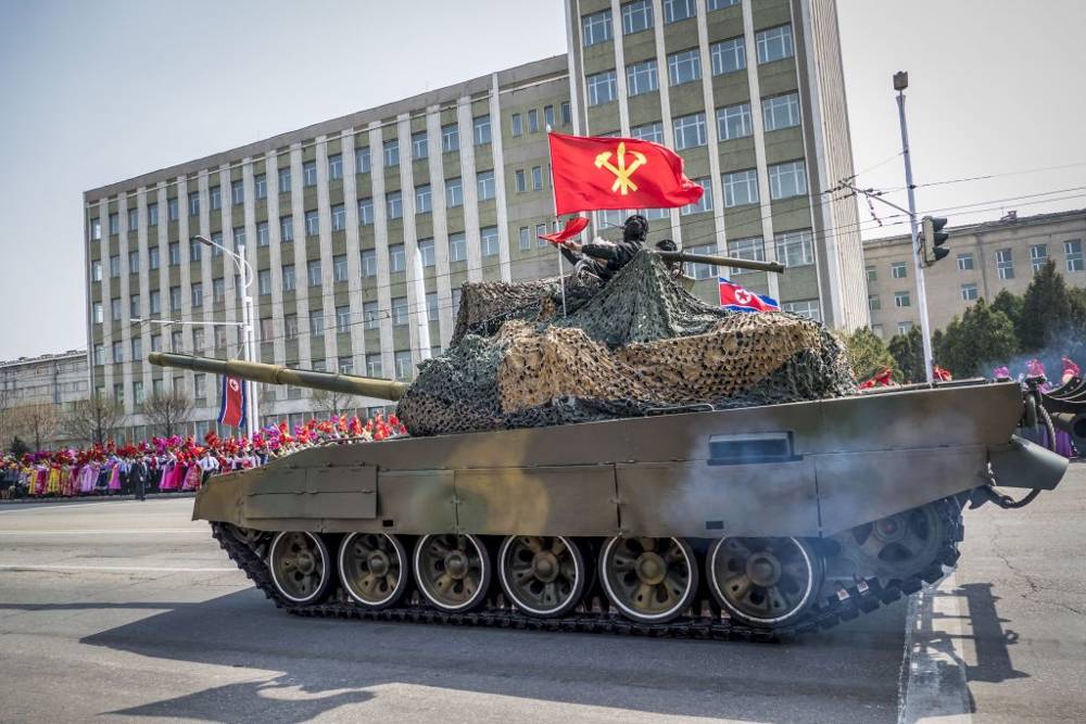El desfile militar norcoreano Pyongyang el 15 de abril de 2017. (Moshe Shai / Flash90)