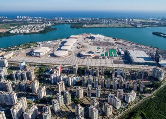 An aerial view of Rio 2016 Olympic Park during construction. (Gabriel Heusi/Brasil2016.gov.br)