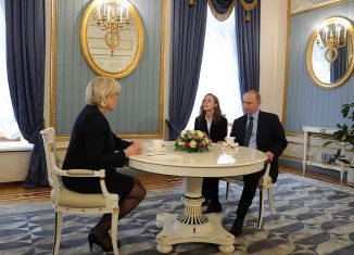 Description: Meeting with Marine Le Pen, leader of the French National Front Party.