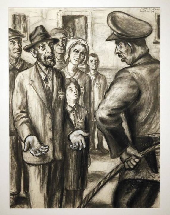 "In Lodz Ghetto" from the series "Because They Were Jews!" is on display in "Testimony: The Life and Work of David Friedman," an exhibit of work by the late Jewish artist, who was a Holocaust survivor, at the University of Oklahoma