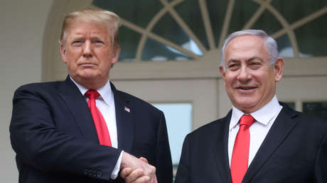El presidente de EE.UU., Donald Trump, y el primer ministro de Israel, Benjamin Netanyahu, en la Casa Blanca, Washington (EE.UU.), el 25 de marzo de 2019.