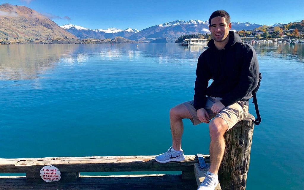 Jewish pro soccer player David Schipper enjoying the sights in New Zealand. (Courtesy)