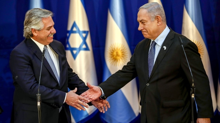 Alberto Fernández y Benjamin Netanyahu, en Jerusalén