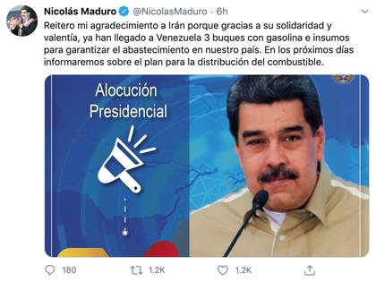 Tuit de Nicolás Maduro