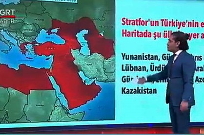 El mapa de una Turquía expandida es mostrado en TRT1 (Fuente: Trud.ru)