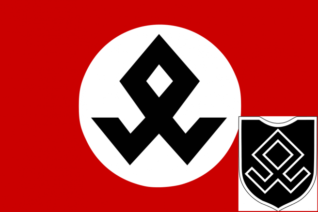 Dos aplicaciones de la runa odal en contextos nazis.