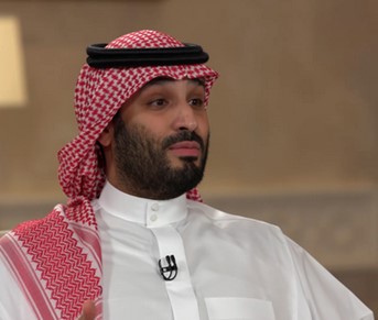 El príncipe heredero a la corona de Arabia Saudita Muhammad bin Salman durante la entrevista (Fuente: Alarabiya.net, 27 de abril, 2021)
