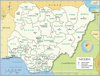 Mapa administrativo de Nigeria (Fuente: Nationsonline.org)