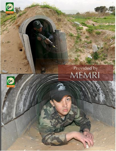 Entrenamiento en el uso de túneles en el campamento del año 2015 (Facebook.com/camps.gaza/photos, 27 de enero, 2015)
