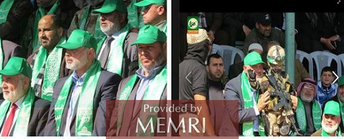 Haniya y otros altos funcionarios de Hamás en la ceremonia de clausura de los campamentos