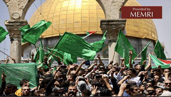 Banderas de Hamás en Al-Aqsa (Fuente: Twitter.com/ShehabAgency, 22 de abril, 2022).