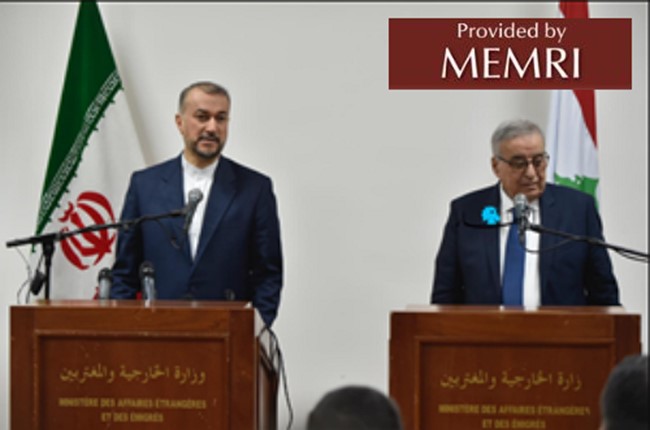 El canciller del Líbano Bou Habib (derecha) y el canciller de Irán Abdollahian en la conferencia de prensa conjunta (imagen: Al-Nahar, Líbano, 13 de enero, 2023)