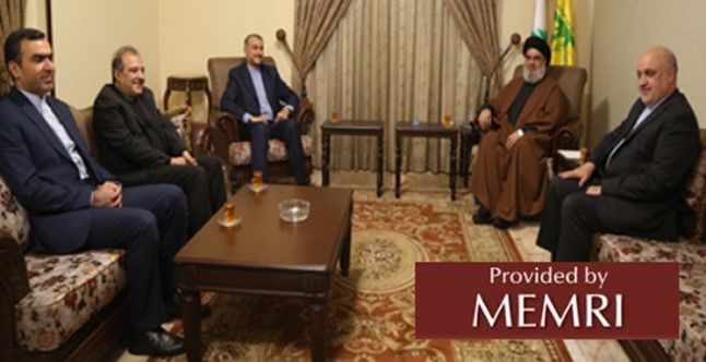 El canciller de Irán Abdollahian en una reunión con el secretario general de Hezbolá Hassan Nasrallah (imagen: Al-Nahar, Líbano, 13 de enero, 2023)