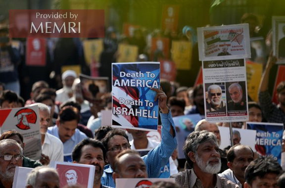 Una protesta en Mumbai a principios de enero del año 2020, días después del asesinato de Soleimani en Bagdad.[13] Los eventos que celebran la vida de Soleimani se llevan a cabo anualmente en Mumbai.