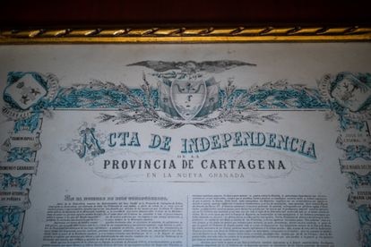 Una de las dos únicas copias conocidas del acta de independencia de Cartagena, de 1811. 